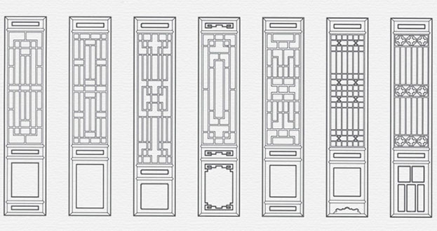 中和镇常用中式仿古花窗图案隔断设计图